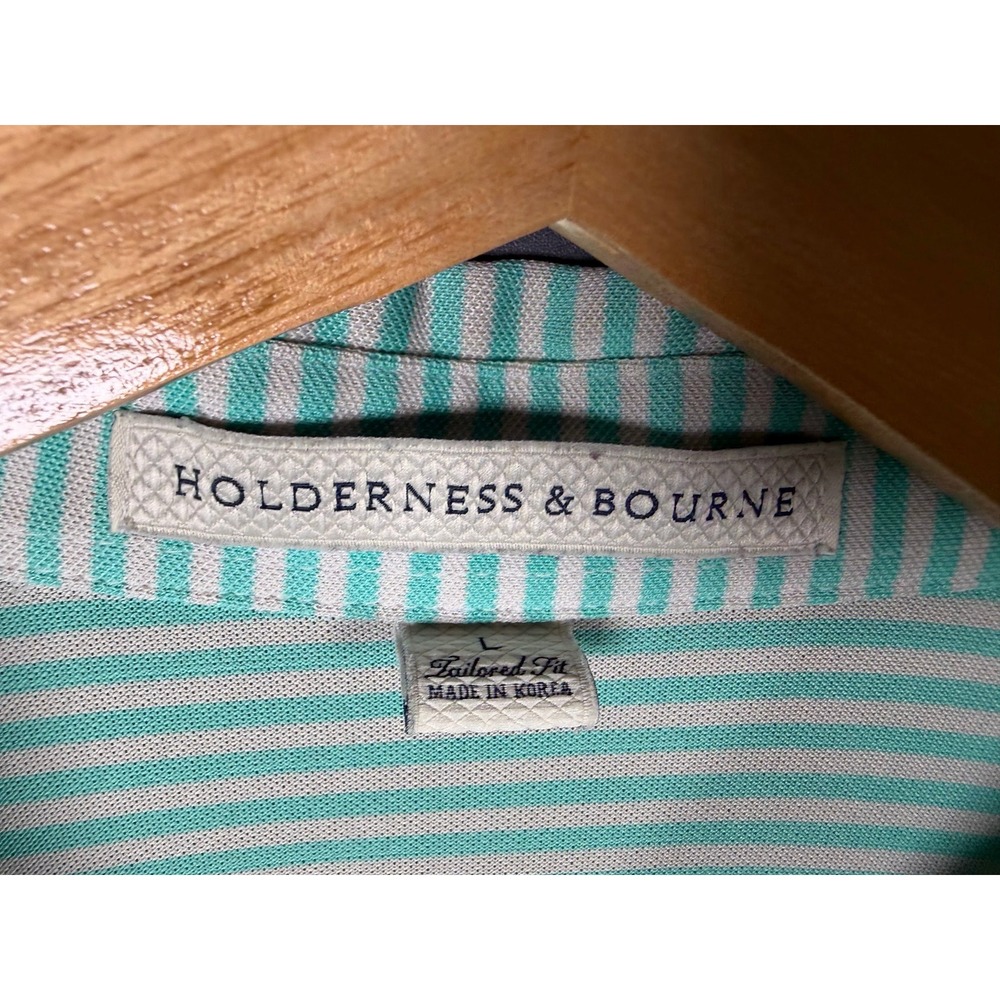 Holderness & Bourne Mens Large Golf Polo Shirt Mint Green Waterfall Golf Course - Picture 6 of 7